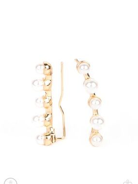 paparazzi Gold Pearl Ear Climbers